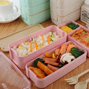900Ml Healthy Material Lunch Box 3 Layer Wheat Straw Bento Boxes Microwave