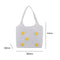 Flower Summer Women Canvas Handbags Casual Shoulder Bag Large Tote (White) A#S