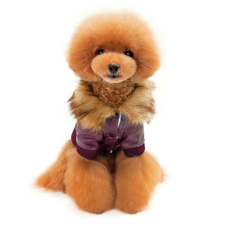Pet Cat Dog Warm Clothes Winter Coat Dog Cat Pet Jacket Costume Wine Red XL