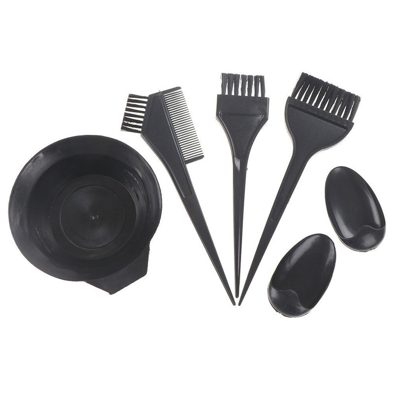 6x Plastic Dye Hair Color Dye Bowl Comb Brushes Tool Kit Set Tint Coloring  Gw