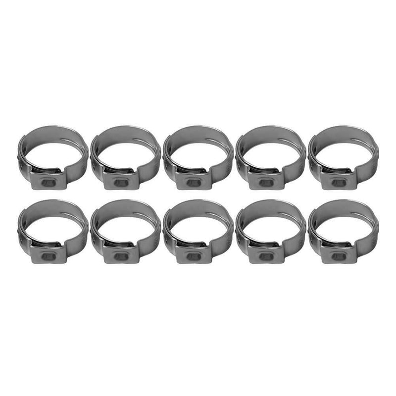 10pcs Single Ear Stainless Steel Hydraulic Hose Clamps O Clips (10.8-13.3mm