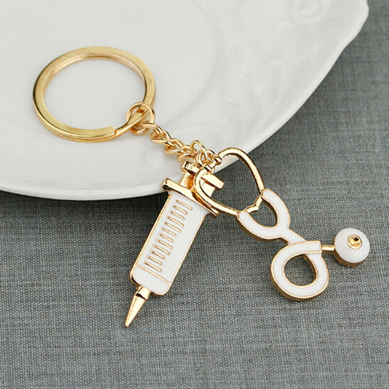 1Pcs needle medical box charm keychain key ring doctor nurse keyring key chai OZ