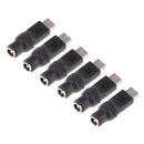 6 Pieces Type-C Male to 5.5x2.1mm Female Converter for Laptop PC