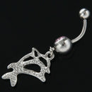 Double Dolphins Rhinestone Belly Ring Body Button Bars Jewellery,Pink X2D2