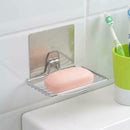 4PCS Adhesive Suction Cup Soap Dish Stainless Steel Sponge Holder Bathroom