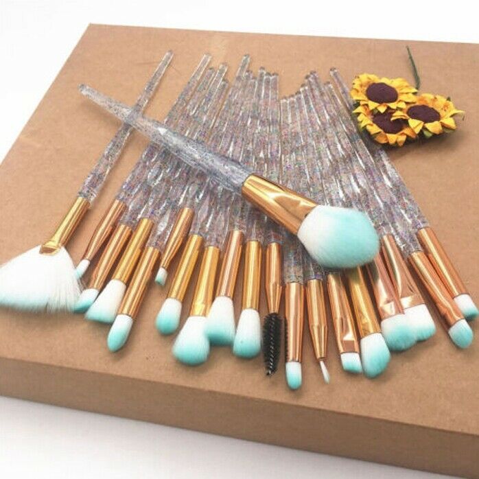 20Pcs/Set Professional Complete Diamond Beauty Makeup Brushes Eyebrow Eyesh S3Q9