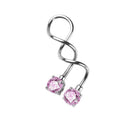 Stainless Steel Zircon Piercing Stud Earrings Ornament Jewelry Gift (Pink) A