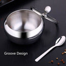 Stainless Steel Sugar Bowl with Clear Glass Lid - for better recognition, a