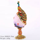 Full Diamante Metal Crafts Jewelry Trinket Box Peacock Egg Christmas Wedding