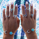 Fashion Moon Open Charm Bracelet Natural Turquoise Stone Bracelets Bangle  BX