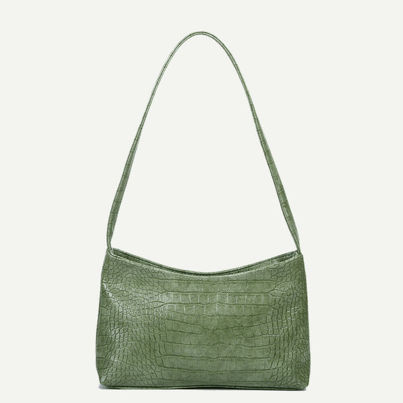 Alligator Pattern Women Shoulder Totes Bag Retro PU Clutch Handbag (Green)