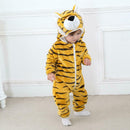Tiger Shaped Flannel Rompers Baby Kids Long Sleeve Hoodies Jumpsuit (0-6M) A