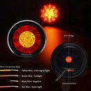 2Pcs 4Inch Round Led Amber Red Taillights With Rubber Grommet 16 Led 12V St Z4D2