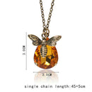 Charm Jewelry Chain Crystal Bee and Honey Necklace Golden Rhinestone WL FT