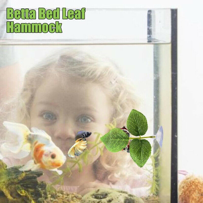 Aquarium Betta Leaf Artificial Plant Fish Oviposition Rest Bed Fish Tank DecorJR