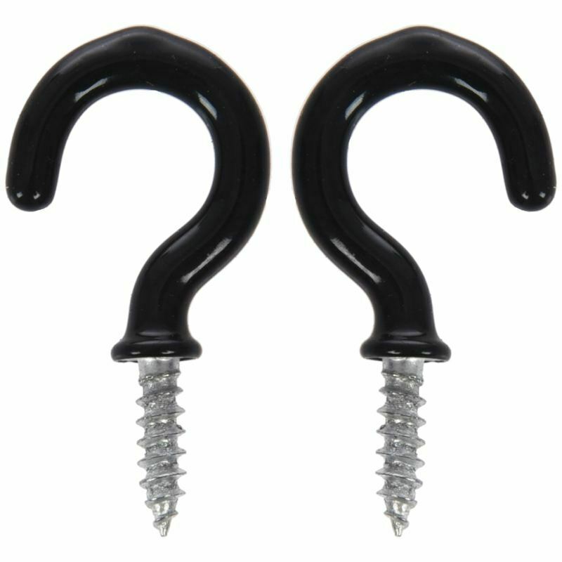 1.1"Cup Mug Hooks Shouldered Metal Screw-in plastic coated Hanging black 25