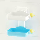 Bathroom Double Layers Strong Sucker Soapbox Soap Draining Holder Soap Dish