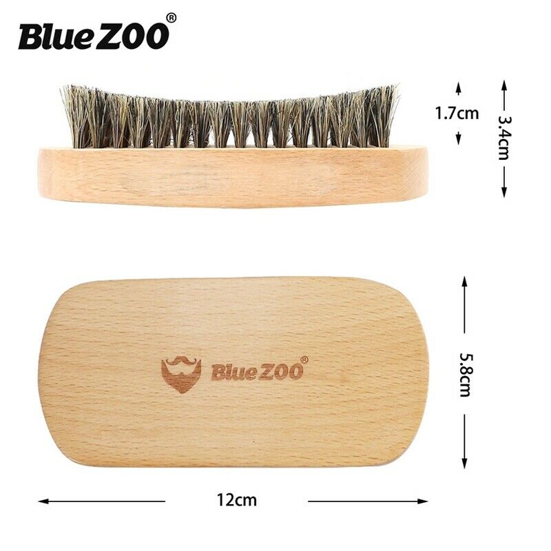 Blue Zoo Men Boar Hair Bristle Beard Mustache Brush Hard Oval Wood Male Bru X8W7