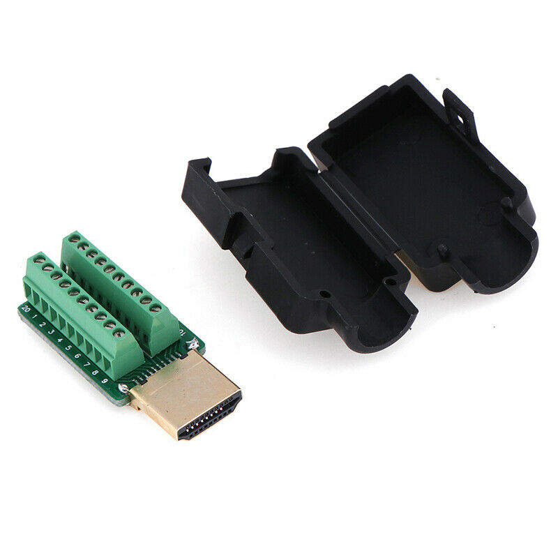 HDMI Male 19P Plug Breakout Terminals Solderless Connector With Cover pwATAU Gw