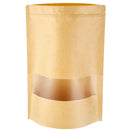 Stand Up Pouch Bags, 100 Pack Kraft Pouch with Tear Notch and Matte Window, Heat