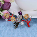 Rhinestone Brooches Cute Bird Flower Tree Branches Scarf Buckle for Women
