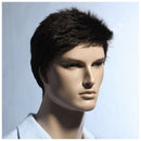 Mens short straight Black Daily life full wig Y3U7