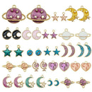 20x Enamel Moon Star Planet Charms Pendant Jewelry Findings DIY Crafts Making