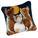 Three Cat Pattern Pillowcase Latch Hook kit DIY Needle Craft with Basic Tool
