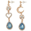 Girls Fresh Star Moon Peacock Sapphire Love Sweet Asymmetric Earrings Ear C