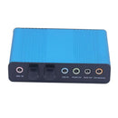 USB 6 Channels 5.1 External Optical Audio Sound Card S/PDIF for Laptop Blue