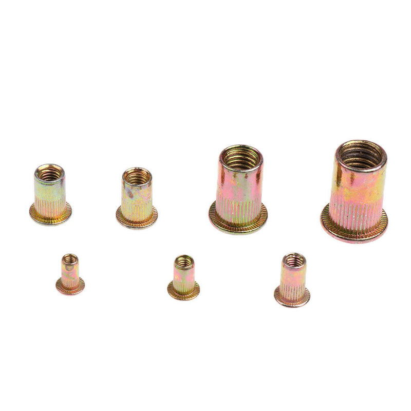 Flat Head Rivetnuts Insert Rivet Nuts Assortment Kit with Plastic Case -M3 M4 M5