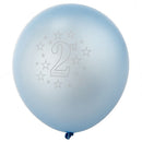 10X Blue Boy 2nd Birthday Party 12" Pearlised Latex Printed blue