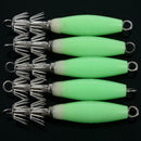 5x Noctilucent Squid Cuttlefish Sleeve Jig Fishing Lure Bait Head Hooks Fis