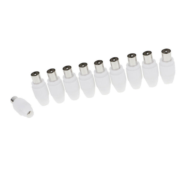 10pcs RF Male Connector Plug Adapter for Coaxial Coax Cable TV Aerial