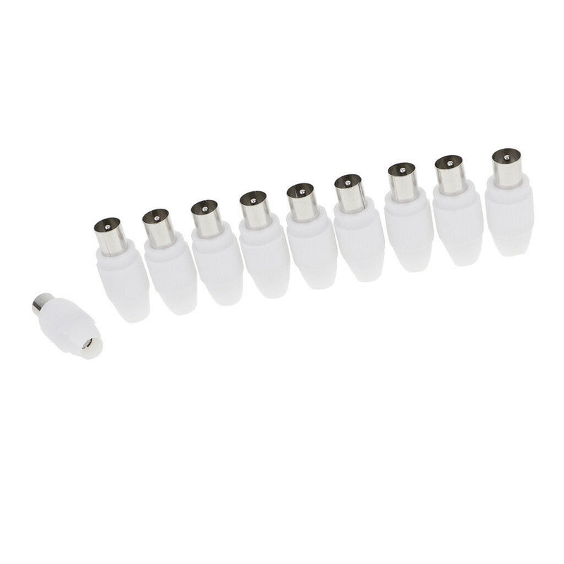 10pcs RF Male Connector Plug Adapter for Coaxial Coax Cable TV Aerial