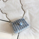 Plaid Mini Jelly Bag Transparent Flip Bag Summer Beach Handbag Chain Should