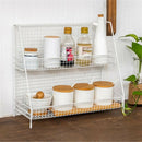 Home Double Layers Rack Metal Kitchen Bedroom Desk Organizer Seasoning Jar