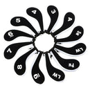 Number Print Golf Club Irons Covers Zippered Driver Head Cover with Long Ne