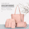 4pcs/set Litchi Pattern Women Shoulder Bags Clutch Totes Card Holder (Pink)