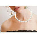 Women White Shell Necklace Collar Choker With Extended Chain for Girls Wome