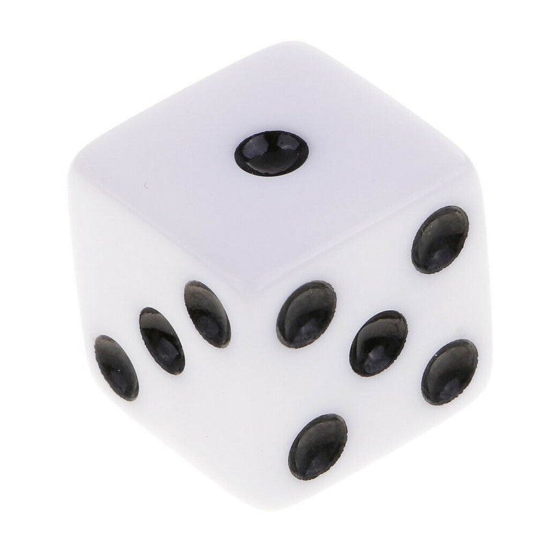 Pack of 20 Black+White Square 6 Sided Dices Die 0.62inch for Party Casino Table