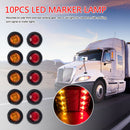 Round 3 LED Trailer Side Marker Light w/Heat Shrink Tubes 5x Amber + 5x Red