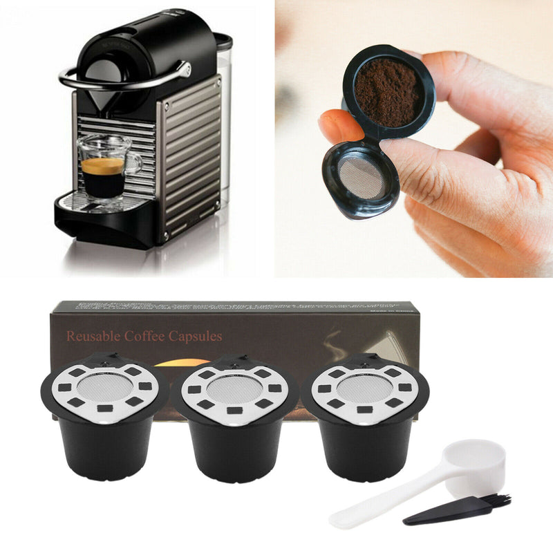 6Pcs Refillable Coffee Capsules Pods for Nespresso Durable Eco-Friendly