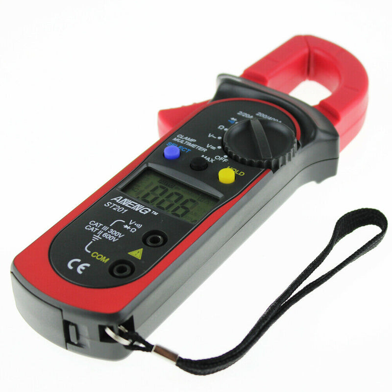 ST-201 Digital Auto Range Clamp Multimeter Tester Meter DMM AC DC Volt Ohm