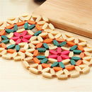 Round Bamboo Placemat Insulation Pads Coasters Hollow Wooden Pot Cup Mat  Z