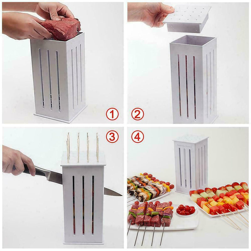 16-Holes Easy Barbecue Kebab Meat Maker Box Meat Grill 16 Skewers Bamboo Wi L6O2