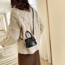 Retro Leather Women Shoulder Tote Bags Solid Mini Crossbody Handbag (Black)