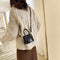 Retro Leather Women Shoulder Tote Bags Solid Mini Crossbody Handbag (Black)