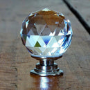 Crystal Door Knob 4pcs Transparent Glass Clear Cabinet Drawer Handle + scre J5N8