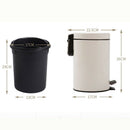 3Liter 0.8 Gallon Beige Mini Tiny Step-on Trash Can Indoor Waste Bin Rubbish
